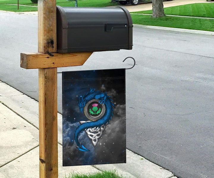 Scotland Celtic Flag - Dragon & Thistle With Celtic