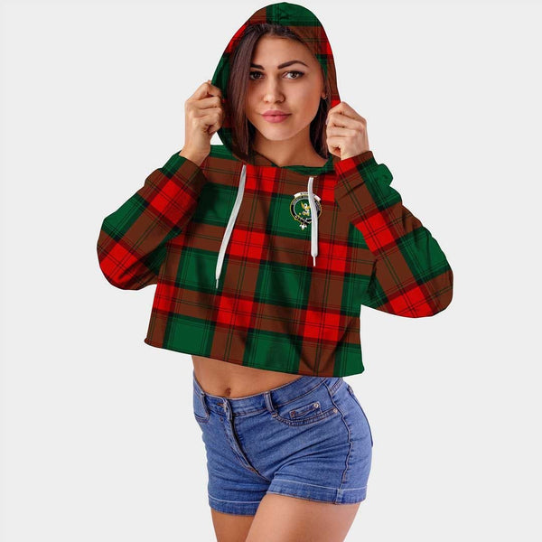 Stewart Atholl Modern Clan Badge Classic Tartan Croptop Hoodie