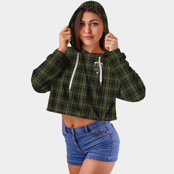 Davidson Tulloch Dress Clan Badge Classic Tartan Croptop Hoodie