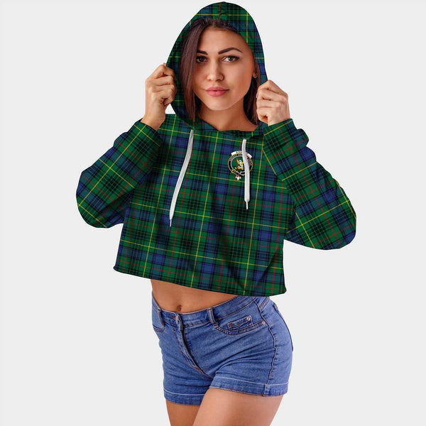 Stewart Hunting Modern Clan Badge Classic Tartan Croptop Hoodie