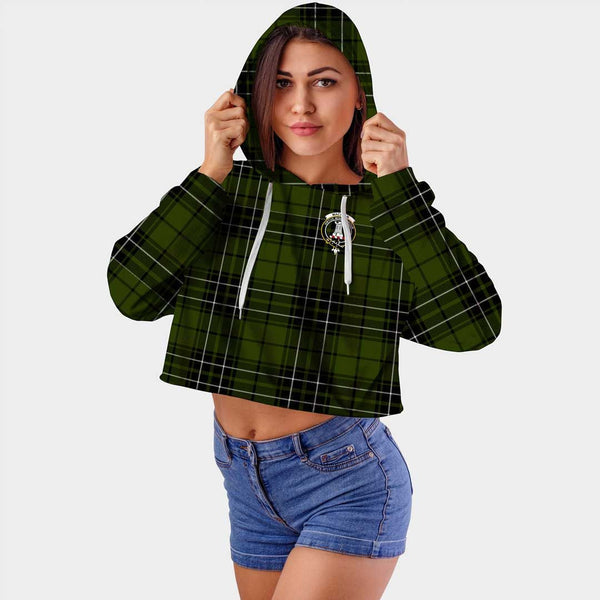 MacLean Hunting Ancient Clan Badge Classic Tartan Croptop Hoodie