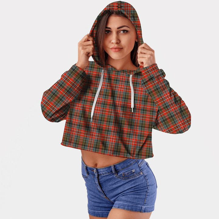 MacPherson Weathered Tartan Crop Top Hoodie