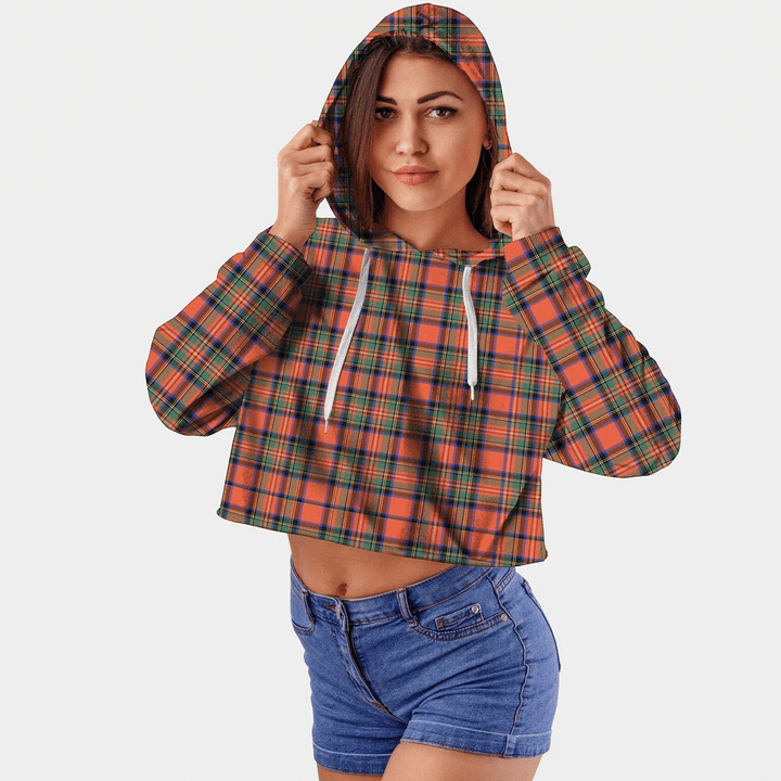 Stewart Royal Ancient Tartan Crop Top Hoodie