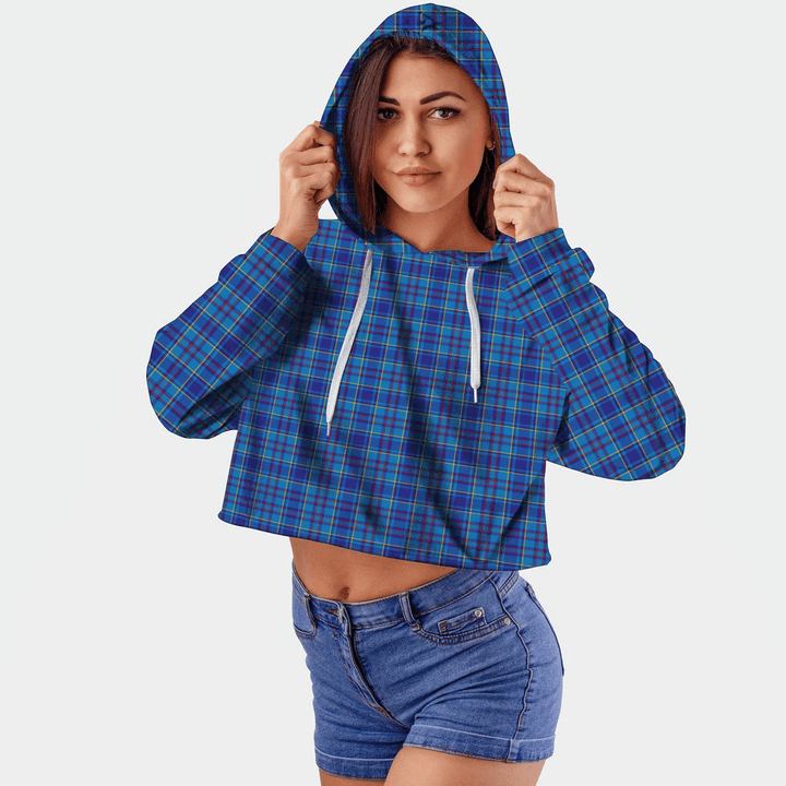 Mercer Modern Tartan Crop Top Hoodie