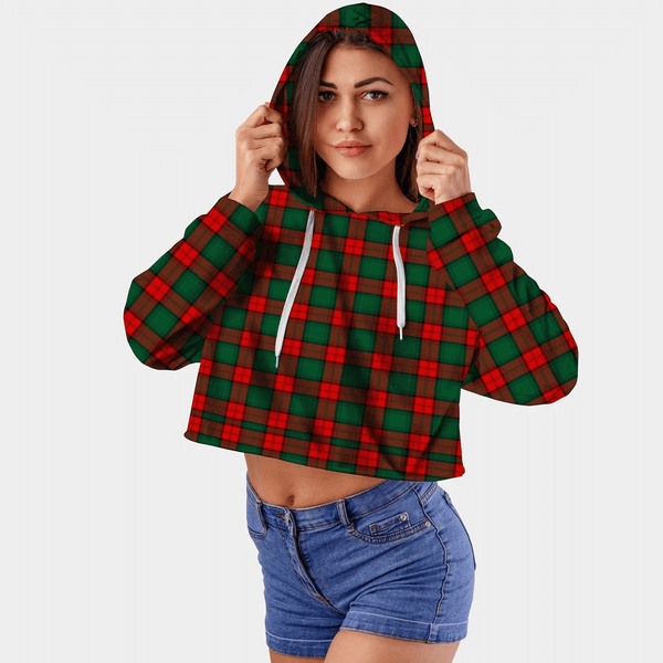 Stewart Atholl Modern Tartan Crop Top Hoodie