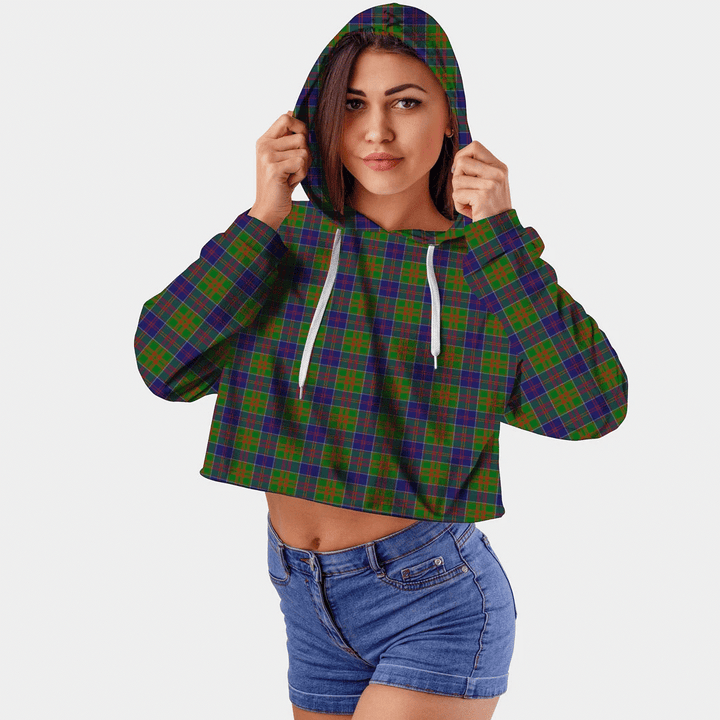 Stewart of Appin Hunting Modern Tartan Crop Top Hoodie