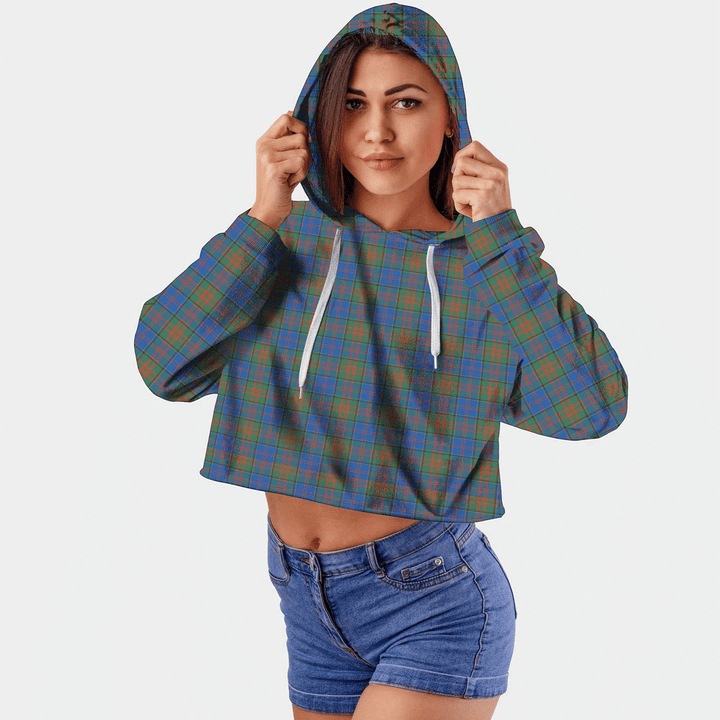 Stewart of Appin Hunting Ancient Tartan Crop Top Hoodie