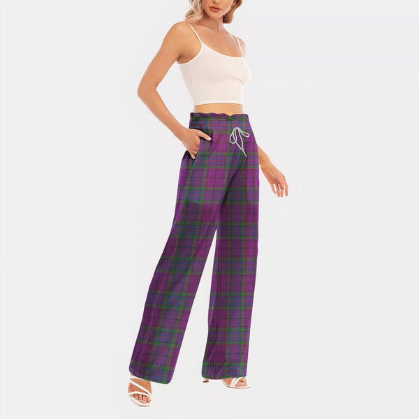 Wardlaw Modern Tartan Women's Waist Fungus Edge Wide-leg Pants