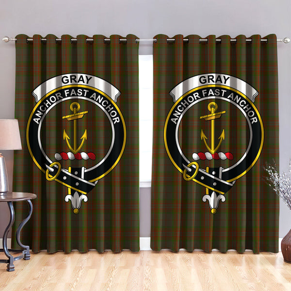 Gray Clan Badge Tartan Classic Window Curtain