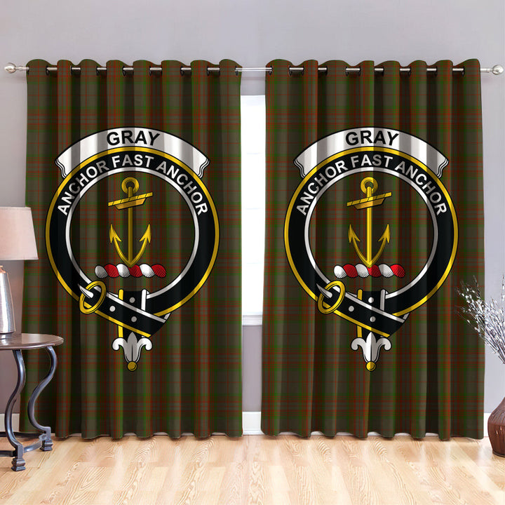 Gray Clan Badge Tartan Classic Window Curtain