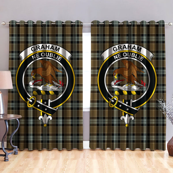 Graham of Menteith Weathered Clan Badge Tartan Classic Window Curtain