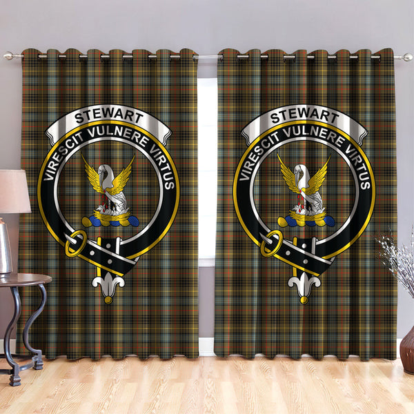 Stewart Hunting Weathered Clan Badge Tartan Classic Window Curtain