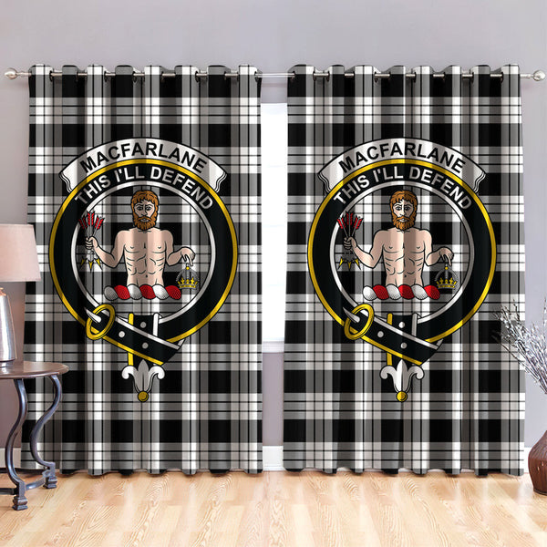 MacFarlane Black & White Clan Badge Tartan Classic Window Curtain