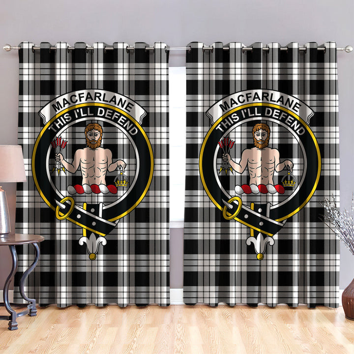 MacFarlane Black & White Clan Badge Tartan Classic Window Curtain