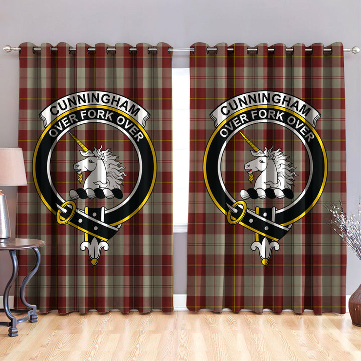 Cunningham Burgundy Dancers Clan Badge Tartan Classic Window Curtain