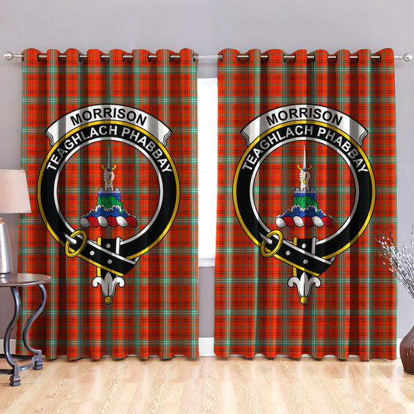 Morrison Red Ancient Clan Badge Tartan Classic Window Curtain