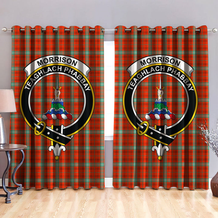 Morrison Red Ancient Clan Badge Tartan Classic Window Curtain
