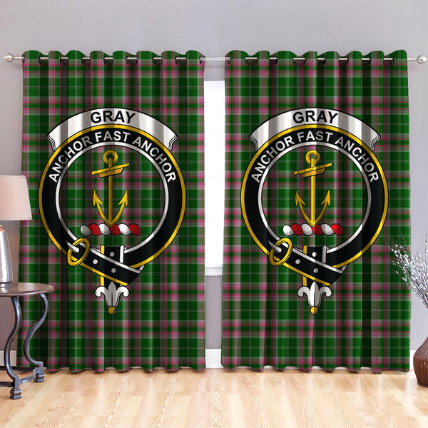Gray Hunting Clan Badge Tartan Classic Window Curtain