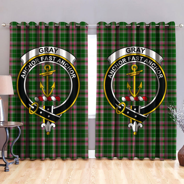 Gray Hunting Clan Badge Tartan Classic Window Curtain