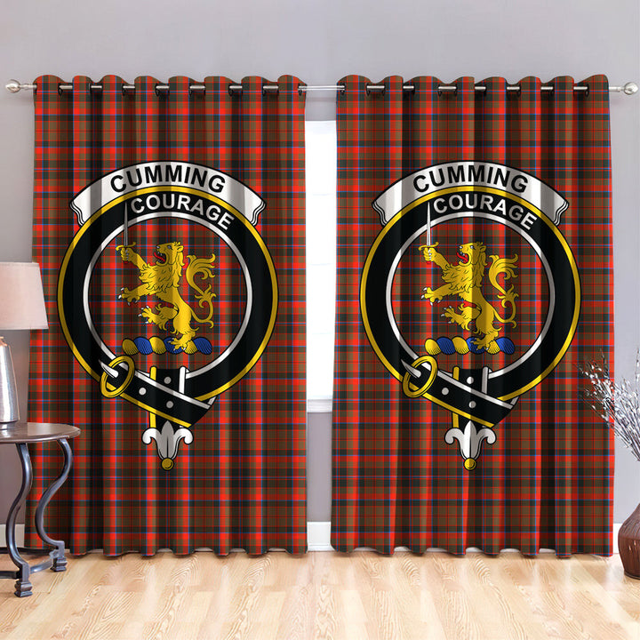 Cumming Hunting Weathered Clan Badge Tartan Classic Window Curtain
