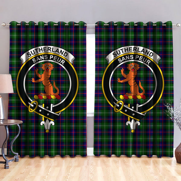 Sutherland Modern Clan Badge Tartan Classic Window Curtain