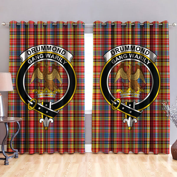 Drummond of Strathallan Clan Badge Tartan Classic Window Curtain
