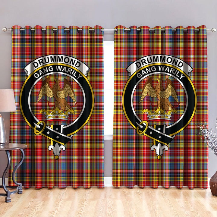 Drummond of Strathallan Clan Badge Tartan Classic Window Curtain
