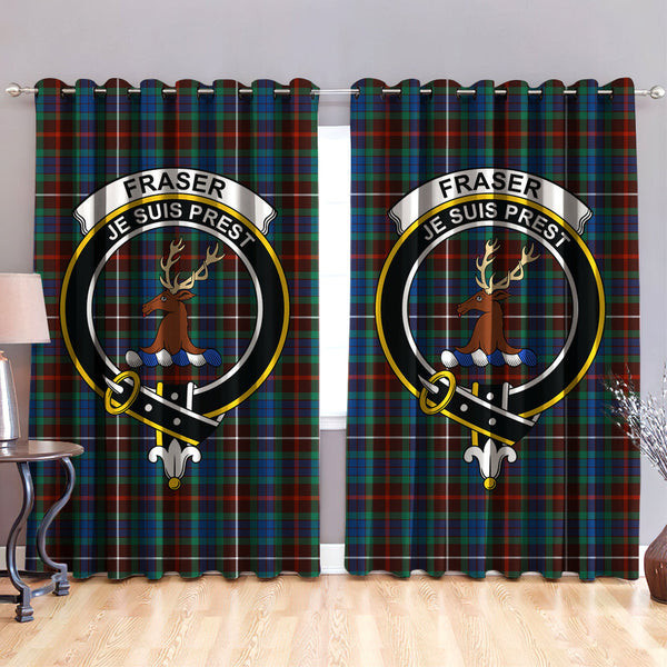 Fraser Hunting Ancient Clan Badge Tartan Classic Window Curtain