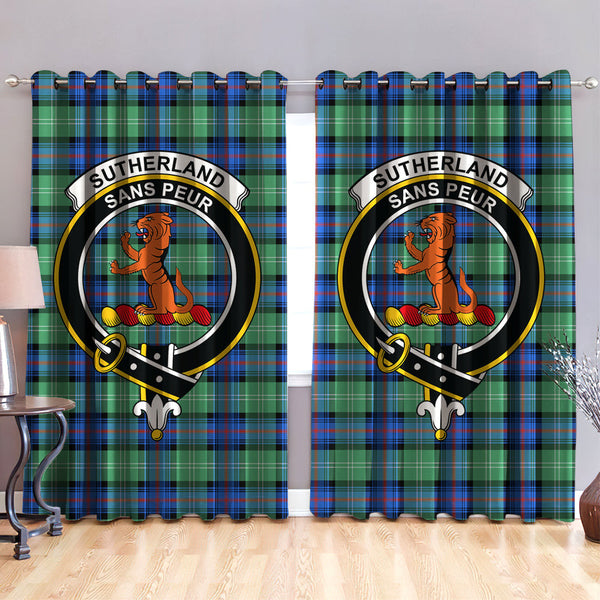 Sutherland Old Ancient Clan Badge Tartan Classic Window Curtain