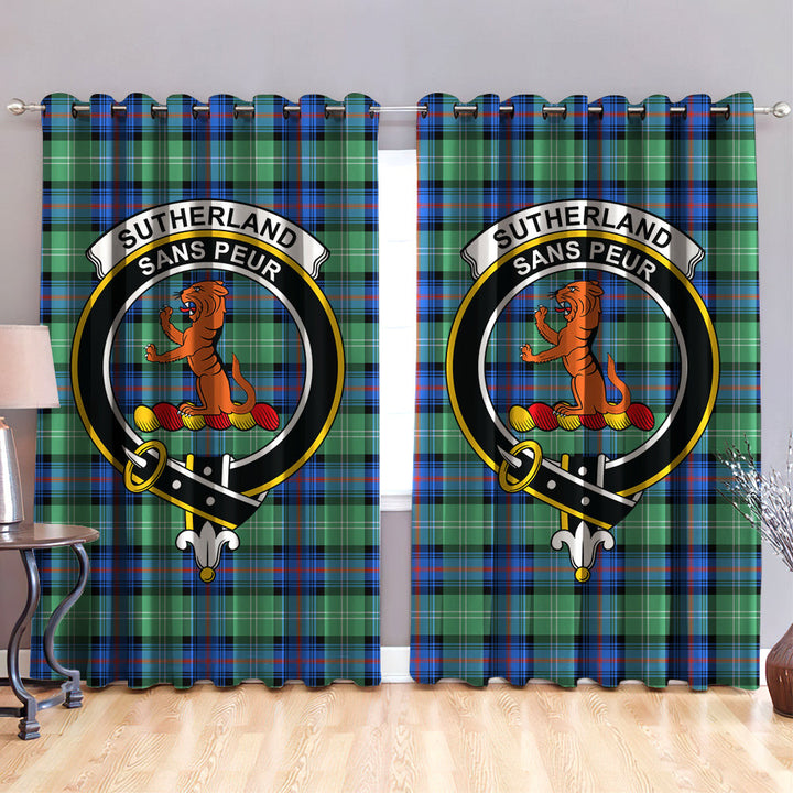 Sutherland Old Ancient Clan Badge Tartan Classic Window Curtain