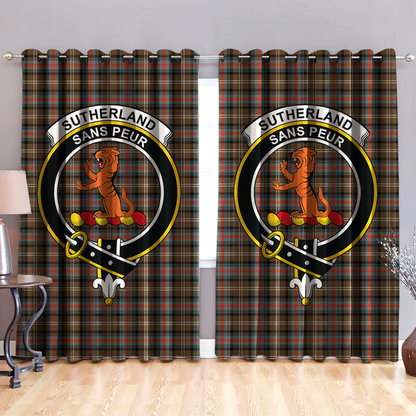 Sutherland Weathered Clan Badge Tartan Classic Window Curtain