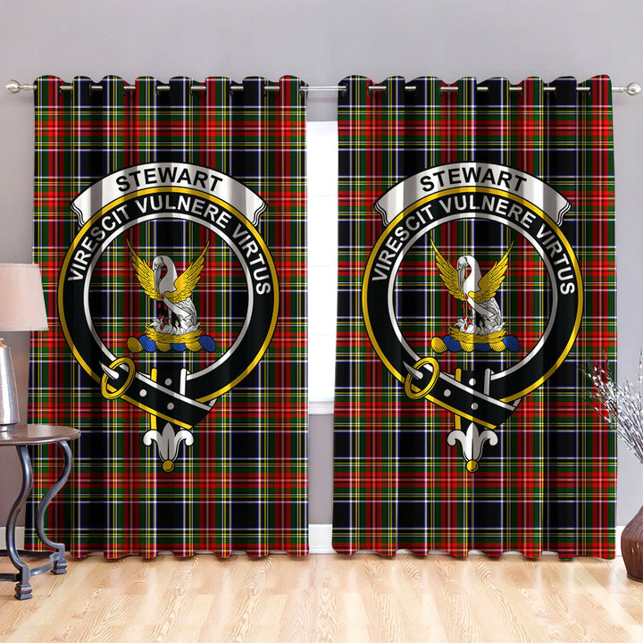 Stewart Black Clan Badge Tartan Classic Window Curtain