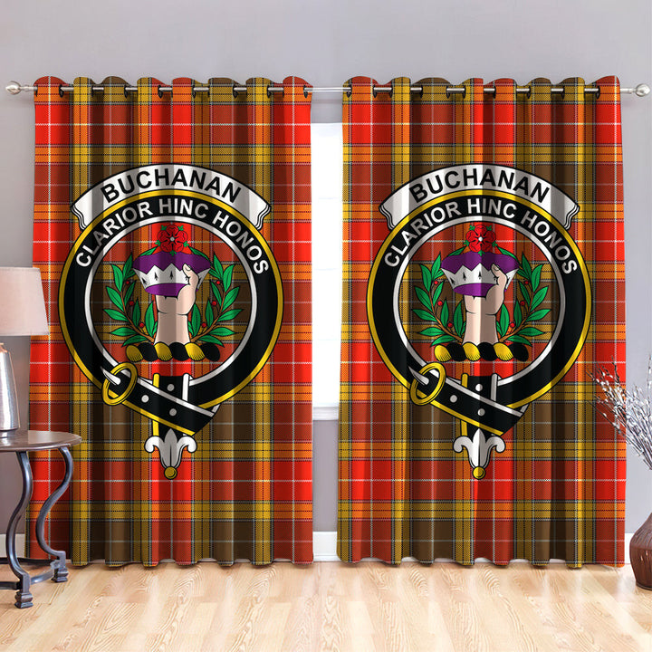 Buchanan Old Set Weathered Clan Badge Tartan Classic Window Curtain