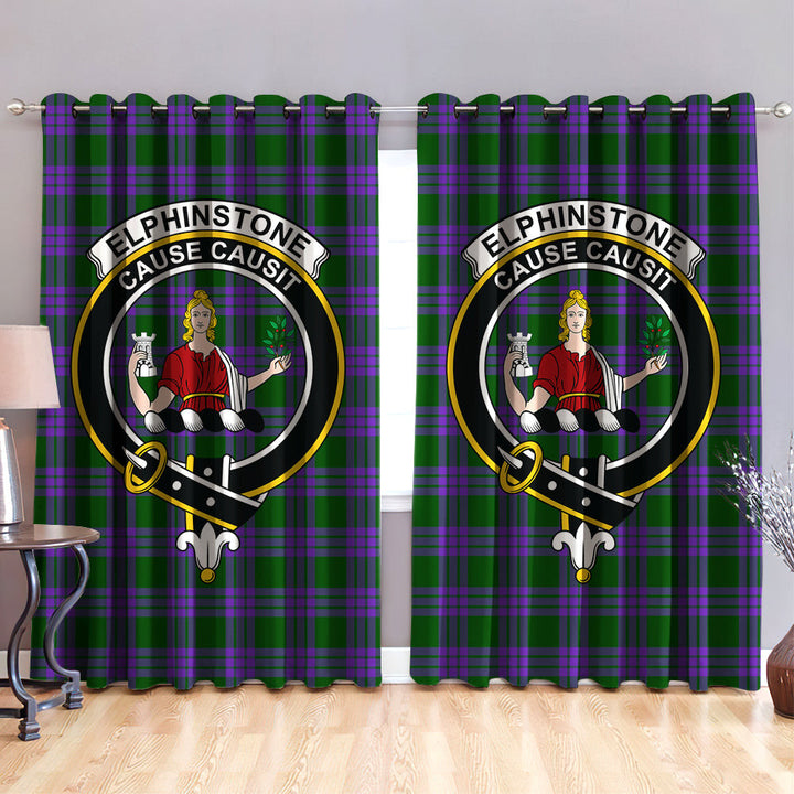 Elphinstone Clan Badge Tartan Classic Window Curtain
