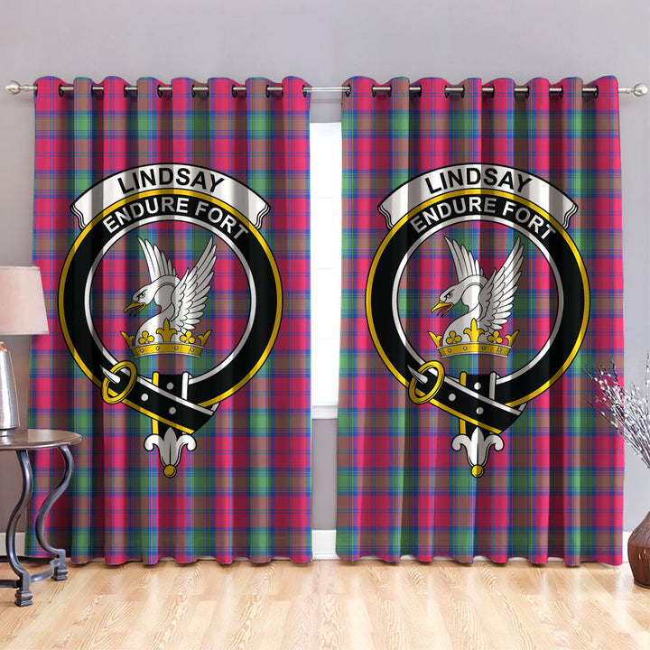 Lindsay Ancient Clan Badge Tartan Classic Window Curtain