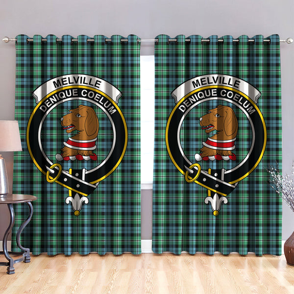 Melville Clan Badge Tartan Classic Window Curtain