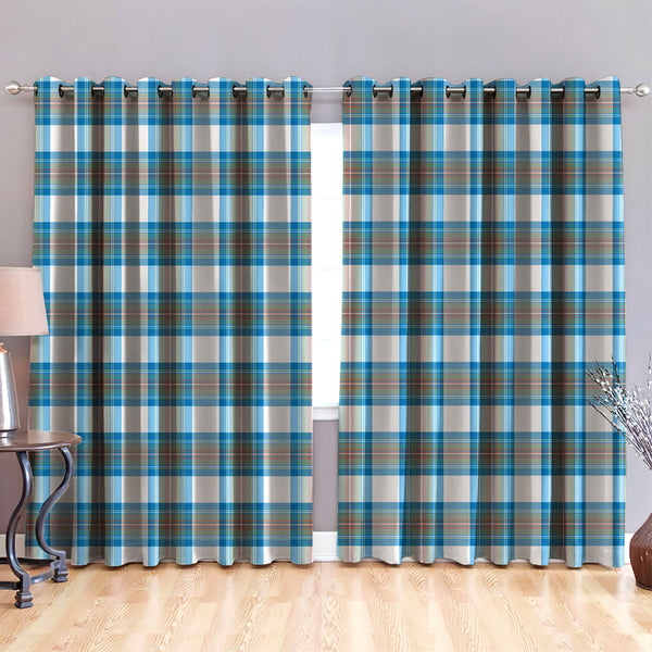 Stewart Muted Blue Tartan Classic Window Curtain