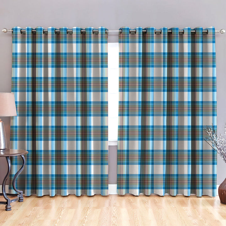 Stewart Muted Blue Tartan Classic Window Curtain