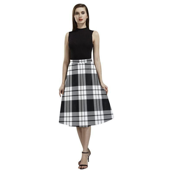 Macfarlane Black White Tartan Classic Aoede Crepe Skirt