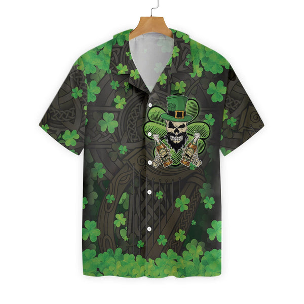 The Celtic Cross Harp Irish Skull Leprechaun Hawaiian Shirt