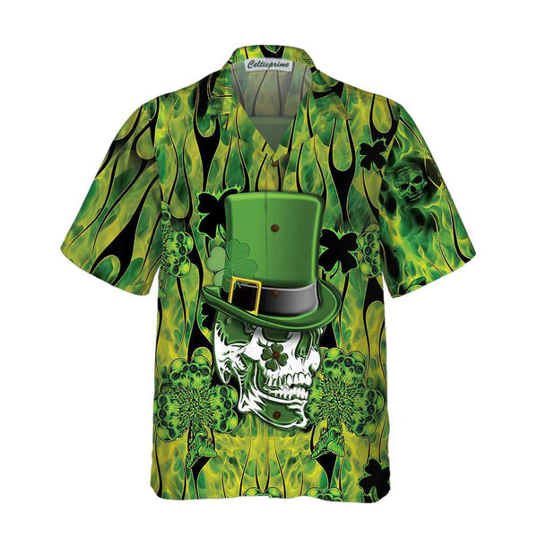 Irish Skull Saint Patricks Hawaiian Shirt, St. Patricks Day Shirt, Cool St Patrick's Day Gift