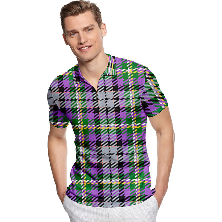 Abel Ancient Tartan Classic Lapel Zip Short Sleeve Polo