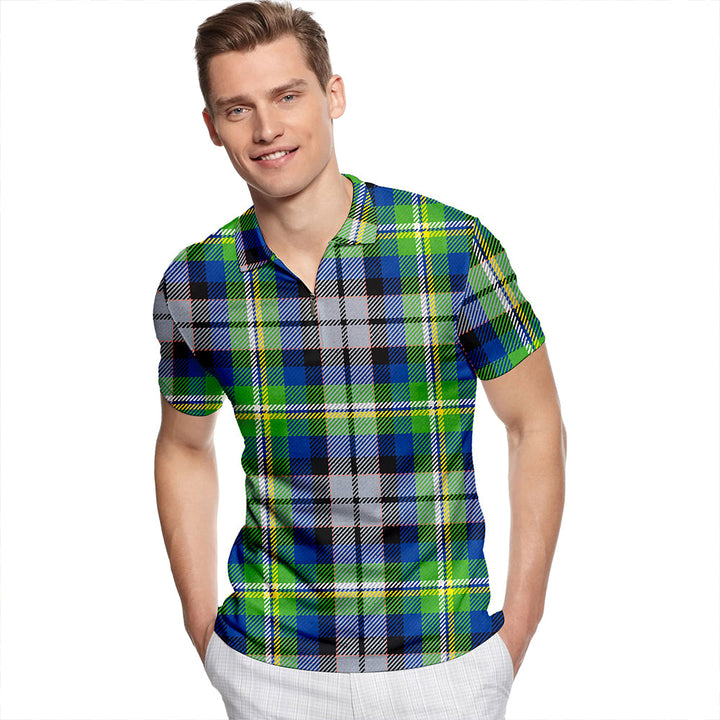 Abel Modern Tartan Classic Lapel Zip Short Sleeve Polo
