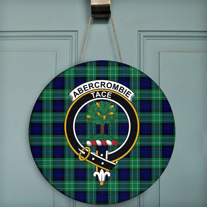 Abercrombie Tartan Classic Crest Round Wooden Sign