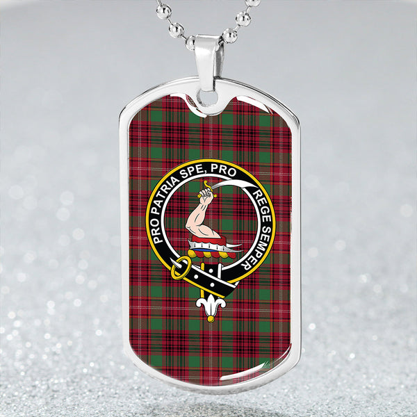 Ainslie Weathered Clan Badge Classic Tartan Dog Tag Necklace
