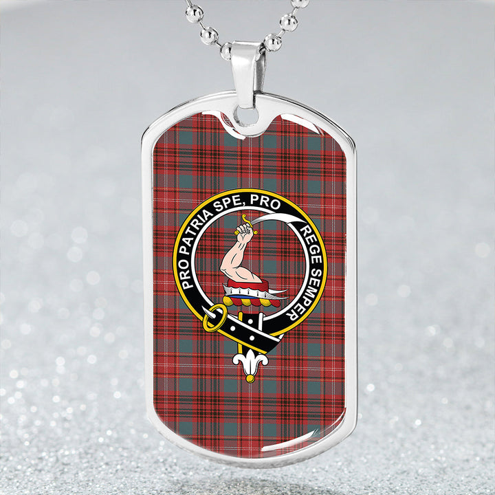 Ainslie Clan Badge Classic Tartan Dog Tag Necklace
