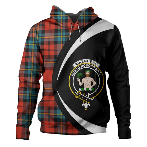 Aitken Ancient Clan Badge Tartan Hoodie Circle Style