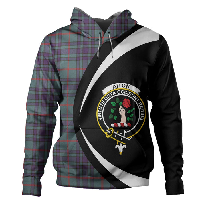 Aiton Weathered Clan Badge Tartan Hoodie Circle Style
