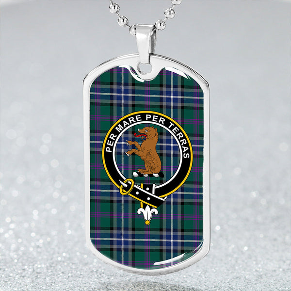 Alexander of Menstry Hunting Modern Clan Badge Classic Tartan Dog Tag Necklace