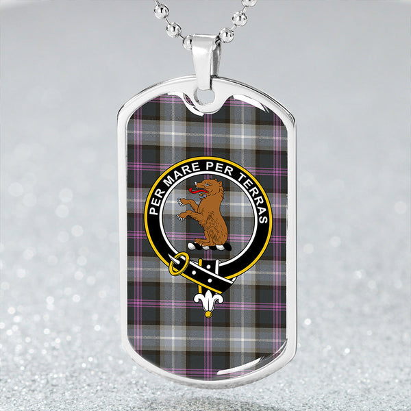 Alexander of Menstry Hunting Weathered Clan Badge Classic Tartan Dog Tag Necklace